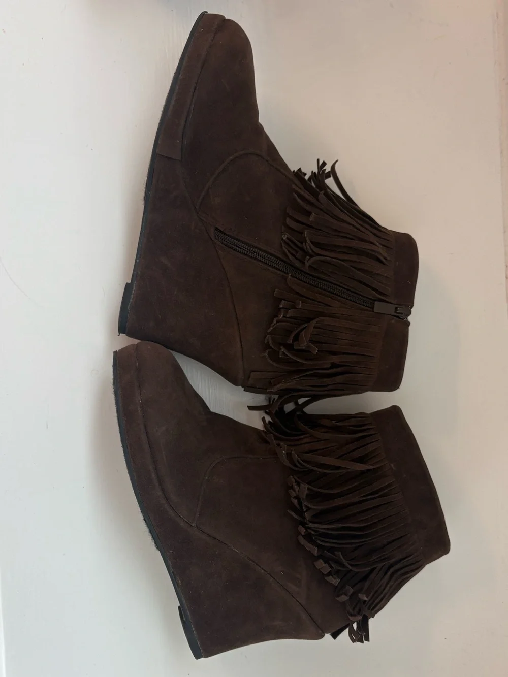 Y2k Fringe Wedge Ankle Boot Brown